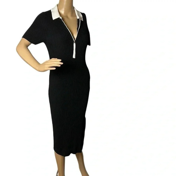 Rag & Bone dress.Black ribbed Cadee Polo,event , career, retro vibe,classy - Picture 1 of 15